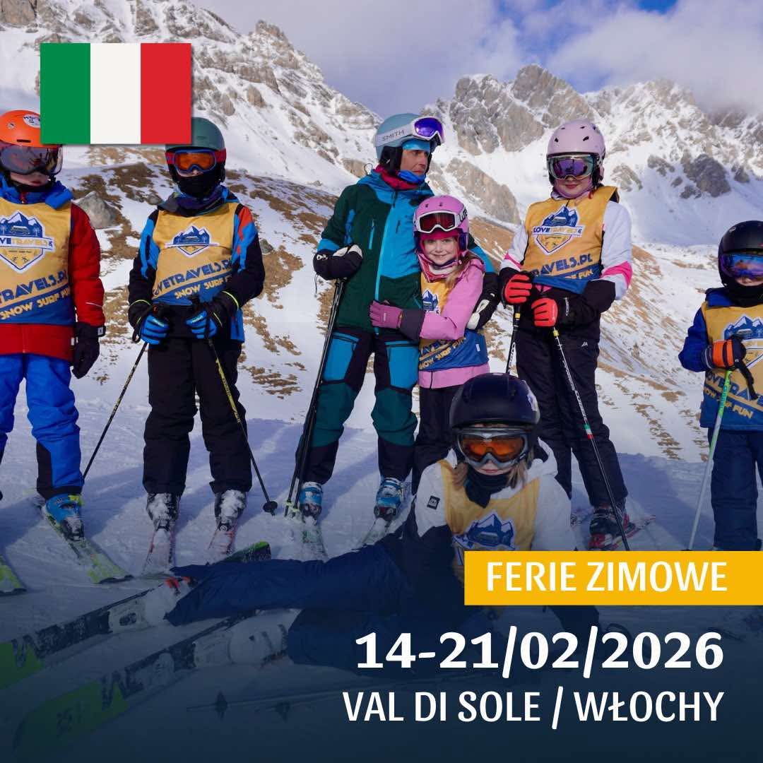 ferie-2026-Val-Di-Sole grupa dzieci podczas ferii weWłoszech